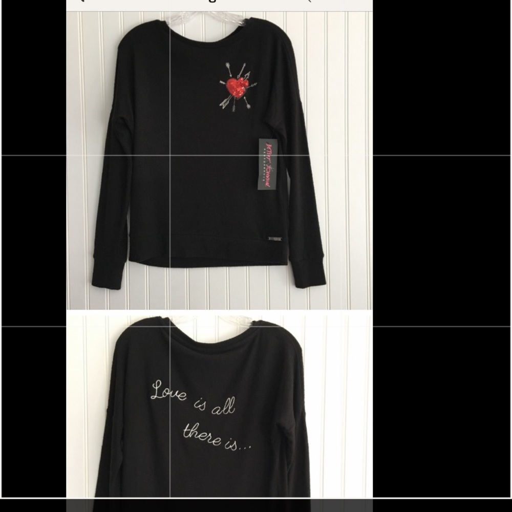 Betsy Johnson LOVE IS ALL THERE IS Performance sweatshirt SIZE XS - Picture 2 of 8